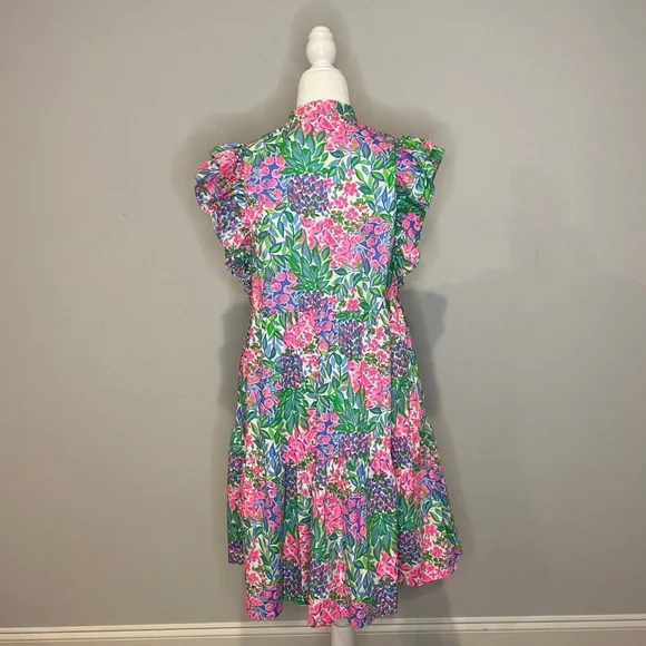 Lilly Pulitzer Pink and Green Floral Midi Dress - Picture 5 of 8